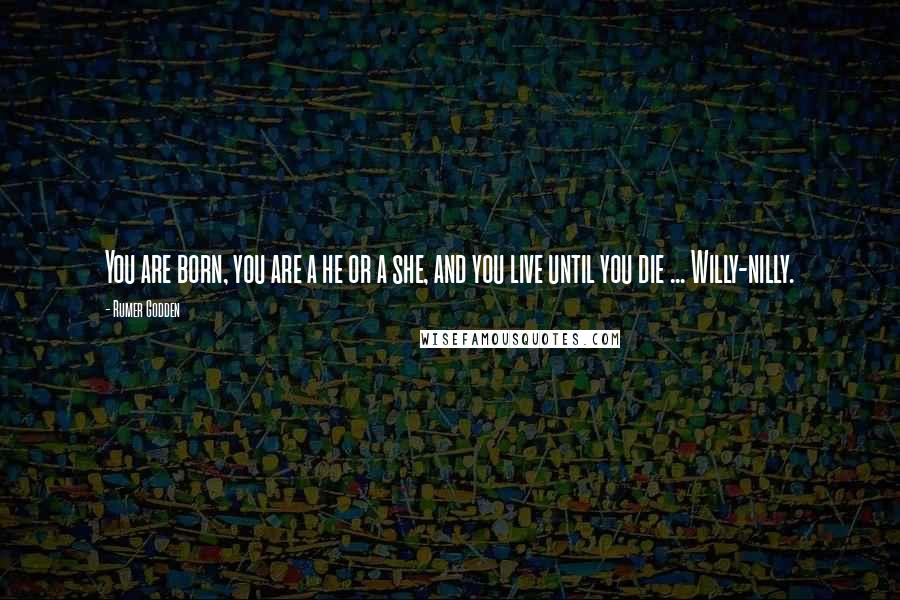 Rumer Godden Quotes: You are born, you are a he or a she, and you live until you die ... Willy-nilly.
