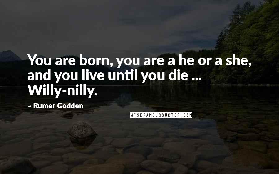 Rumer Godden Quotes: You are born, you are a he or a she, and you live until you die ... Willy-nilly.