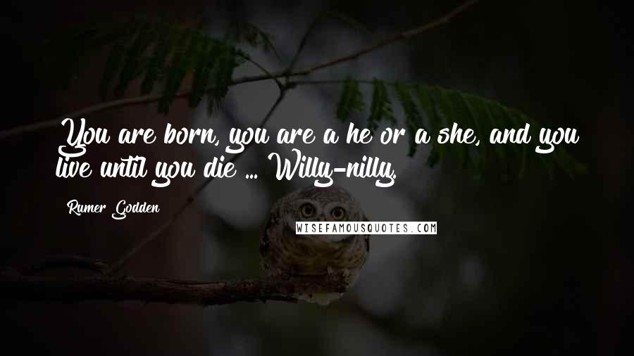 Rumer Godden Quotes: You are born, you are a he or a she, and you live until you die ... Willy-nilly.