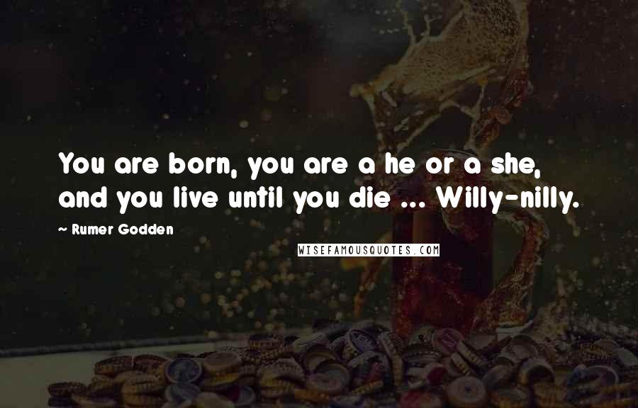 Rumer Godden Quotes: You are born, you are a he or a she, and you live until you die ... Willy-nilly.