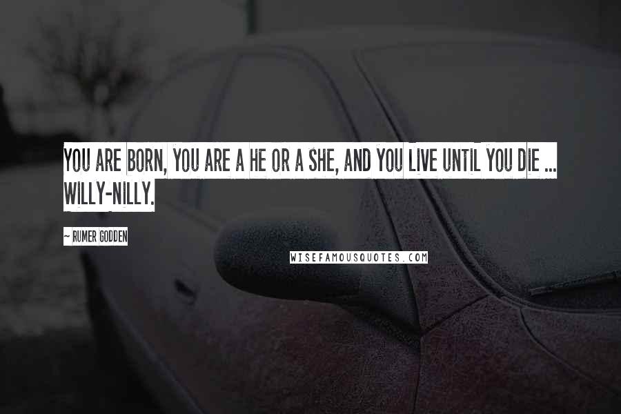 Rumer Godden Quotes: You are born, you are a he or a she, and you live until you die ... Willy-nilly.