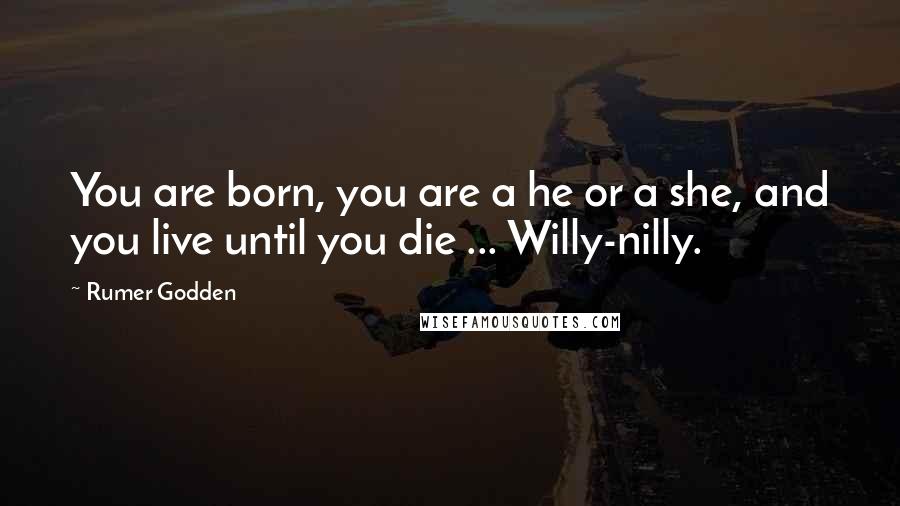 Rumer Godden Quotes: You are born, you are a he or a she, and you live until you die ... Willy-nilly.