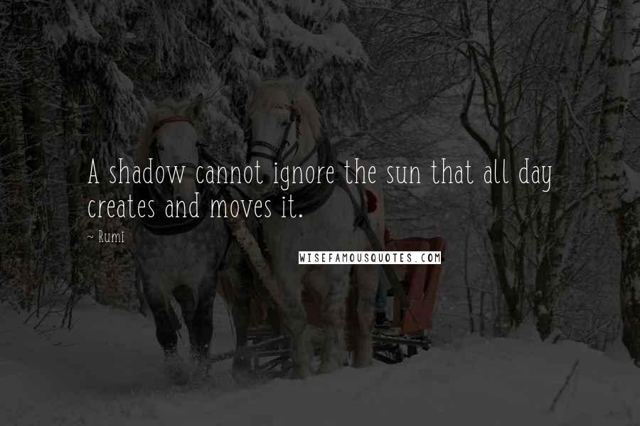 Rumi Quotes: A shadow cannot ignore the sun that all day creates and moves it.