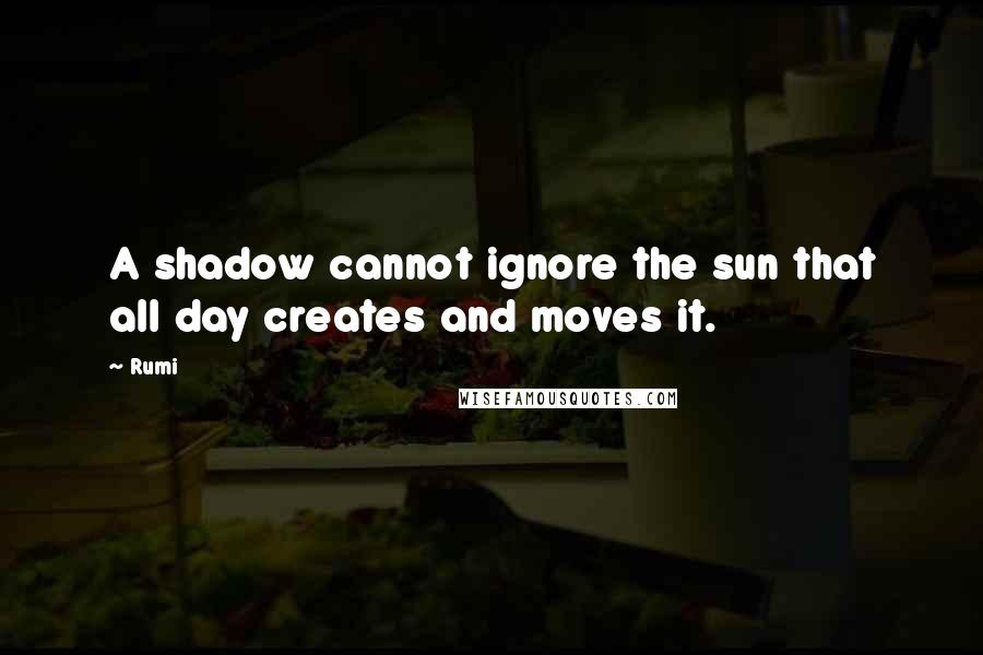 Rumi Quotes: A shadow cannot ignore the sun that all day creates and moves it.