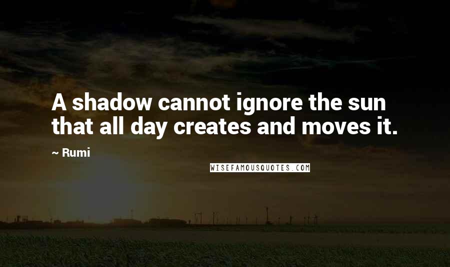 Rumi Quotes: A shadow cannot ignore the sun that all day creates and moves it.