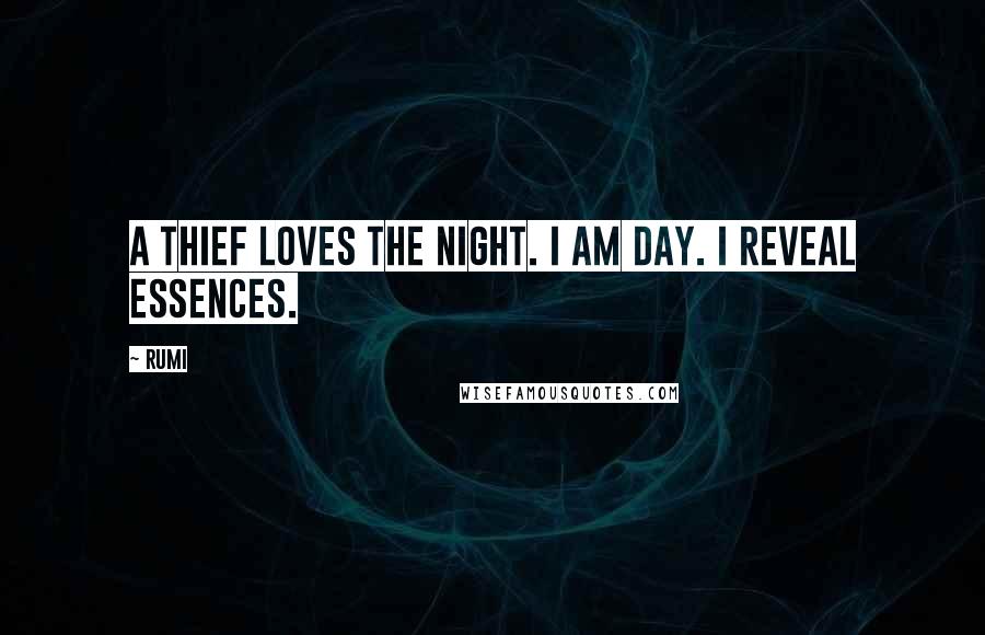 Rumi Quotes: A thief loves the night. I am day. I reveal essences.