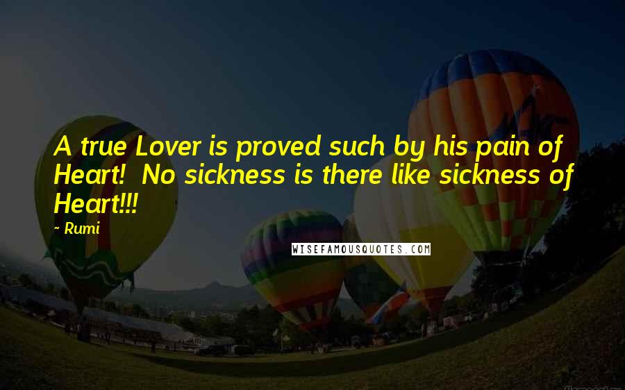 Rumi Quotes: A true Lover is proved such by his pain of Heart! No sickness is there like sickness of Heart!!!