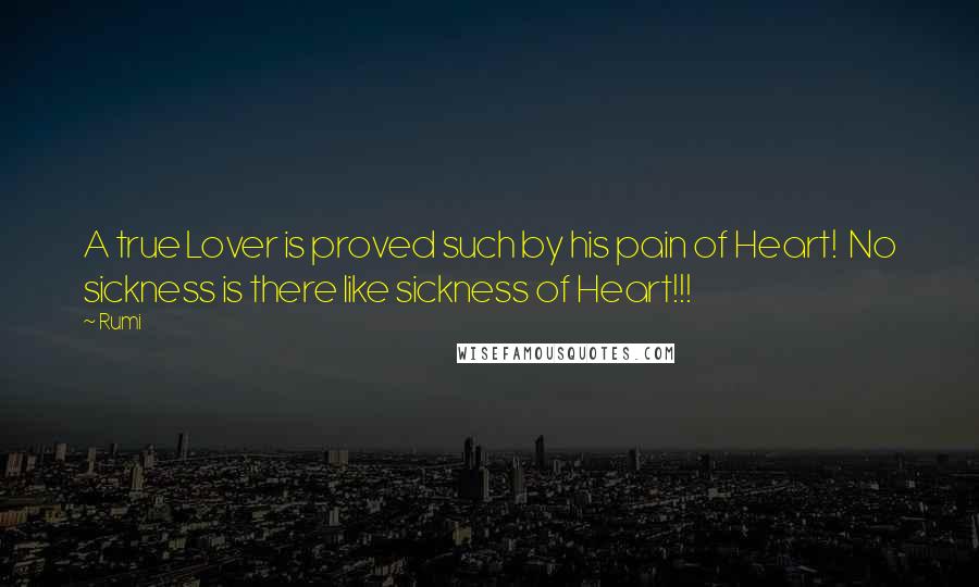 Rumi Quotes: A true Lover is proved such by his pain of Heart! No sickness is there like sickness of Heart!!!