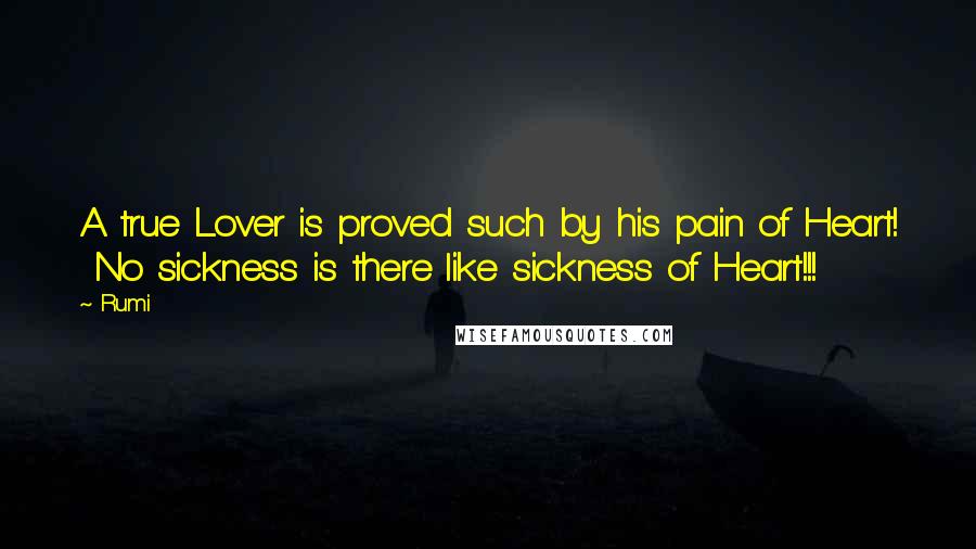 Rumi Quotes: A true Lover is proved such by his pain of Heart! No sickness is there like sickness of Heart!!!
