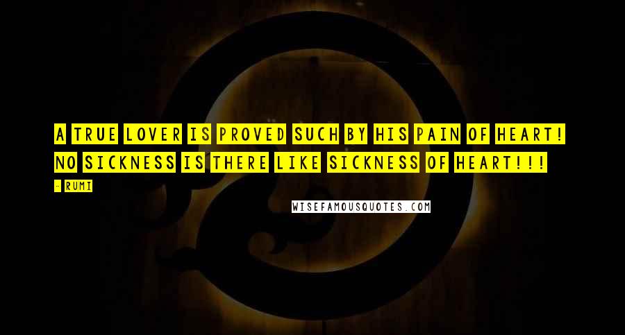 Rumi Quotes: A true Lover is proved such by his pain of Heart! No sickness is there like sickness of Heart!!!