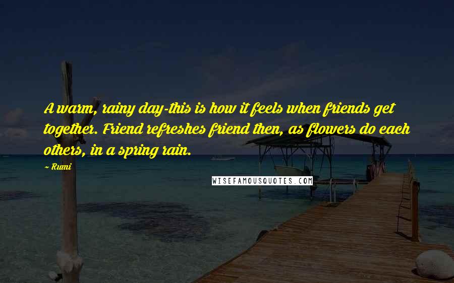 Rumi Quotes: A warm, rainy day-this is how it feels when friends get together. Friend refreshes friend then, as flowers do each others, in a spring rain.
