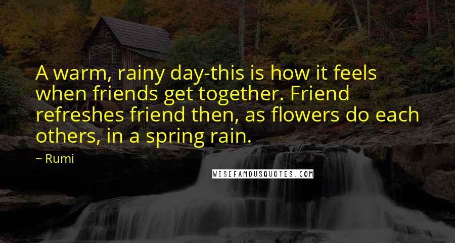 Rumi Quotes: A warm, rainy day-this is how it feels when friends get together. Friend refreshes friend then, as flowers do each others, in a spring rain.