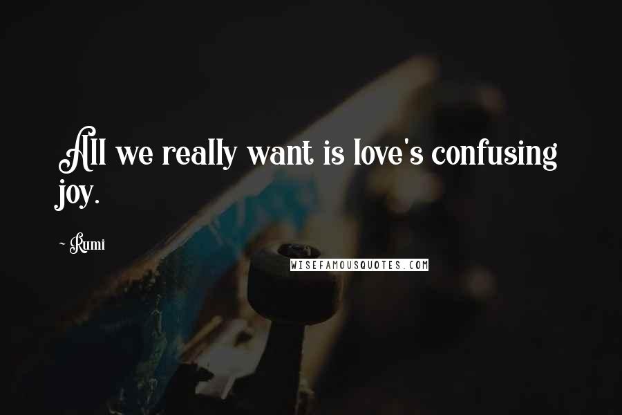 Rumi Quotes: All we really want is love's confusing joy.