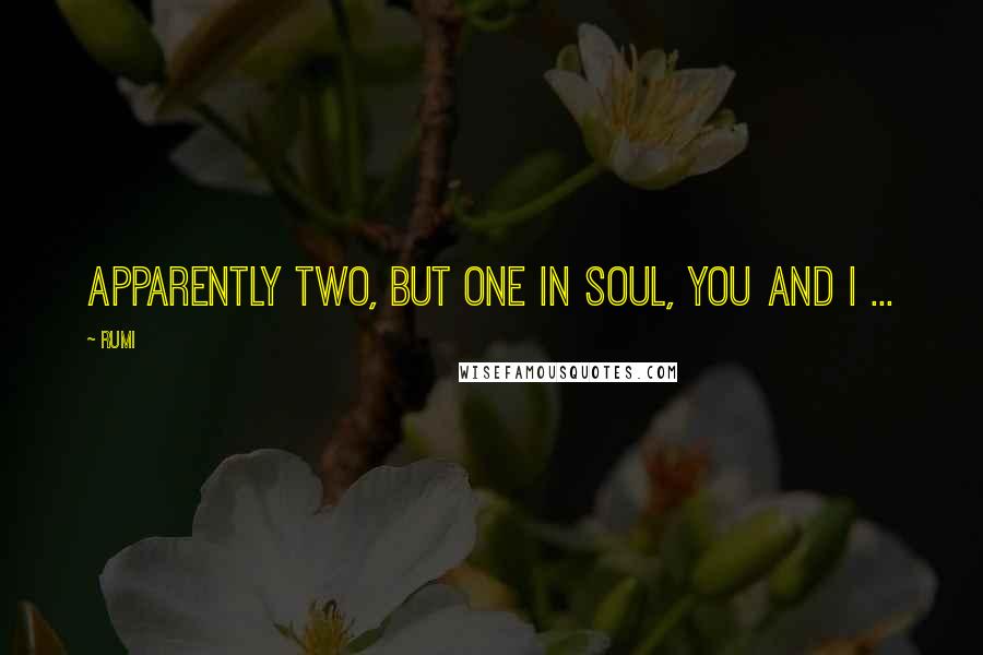 Rumi Quotes: Apparently two, but one in soul, you and I ...