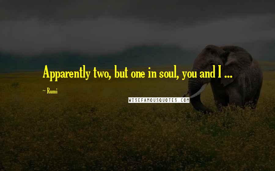 Rumi Quotes: Apparently two, but one in soul, you and I ...