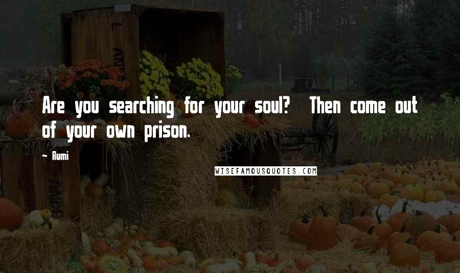 Rumi Quotes: Are you searching for your soul?  Then come out of your own prison.