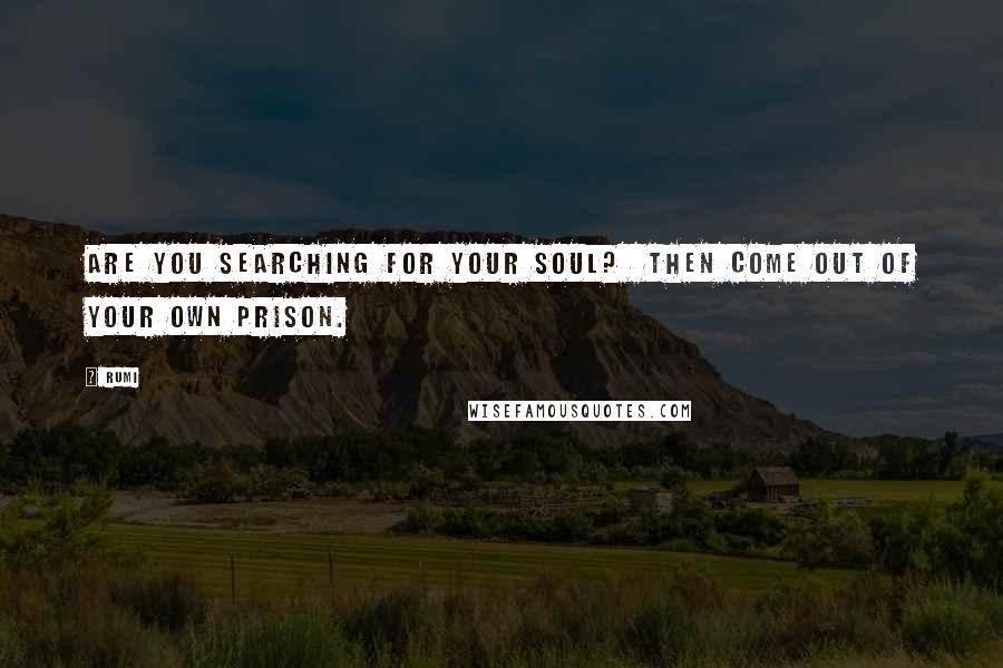 Rumi Quotes: Are you searching for your soul?  Then come out of your own prison.