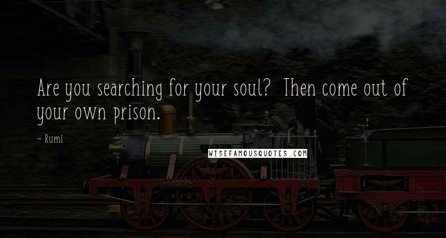 Rumi Quotes: Are you searching for your soul?  Then come out of your own prison.