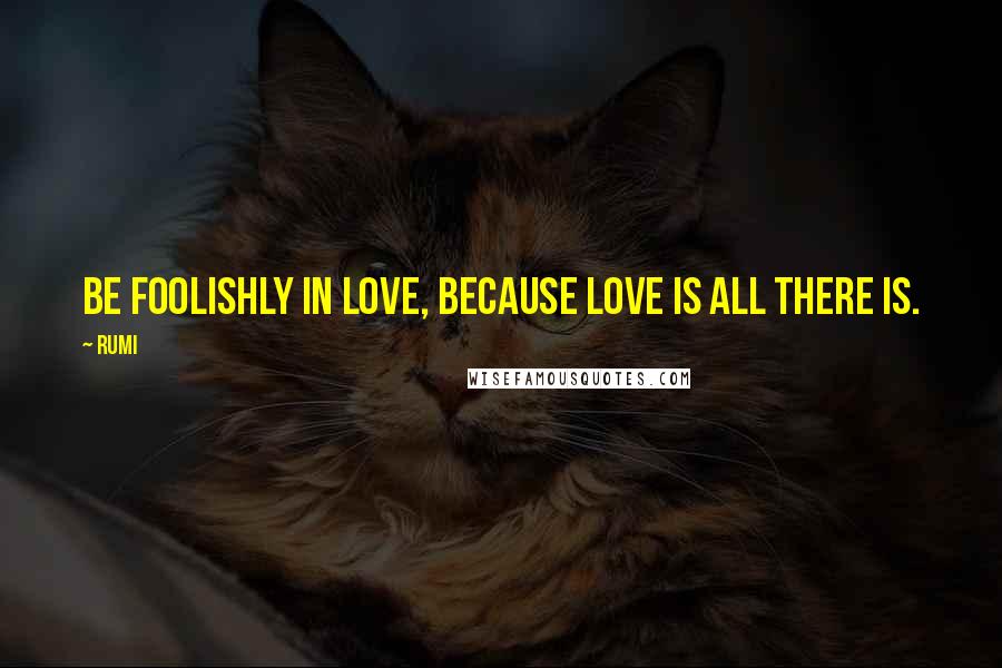 Rumi Quotes: Be foolishly in love, because love is all there is.