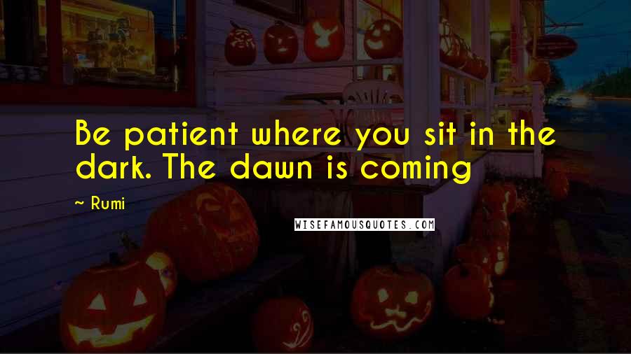 Rumi Quotes: Be patient where you sit in the dark. The dawn is coming