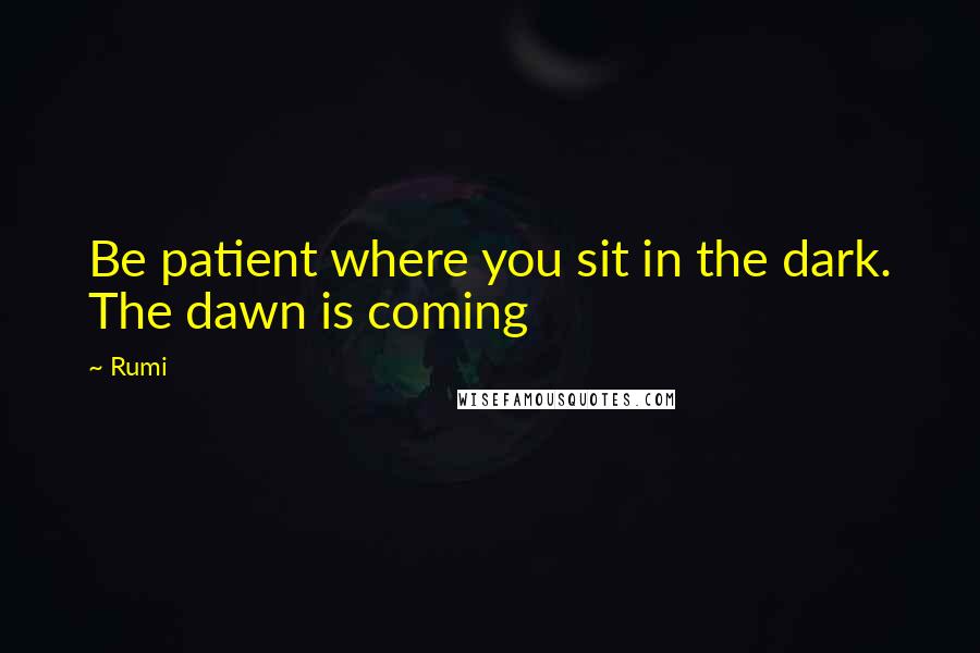 Rumi Quotes: Be patient where you sit in the dark. The dawn is coming