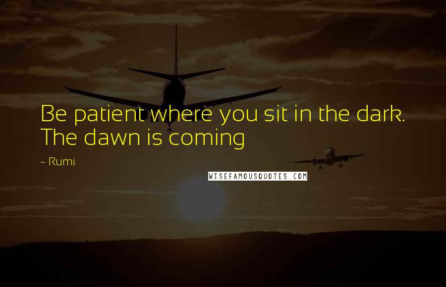 Rumi Quotes: Be patient where you sit in the dark. The dawn is coming