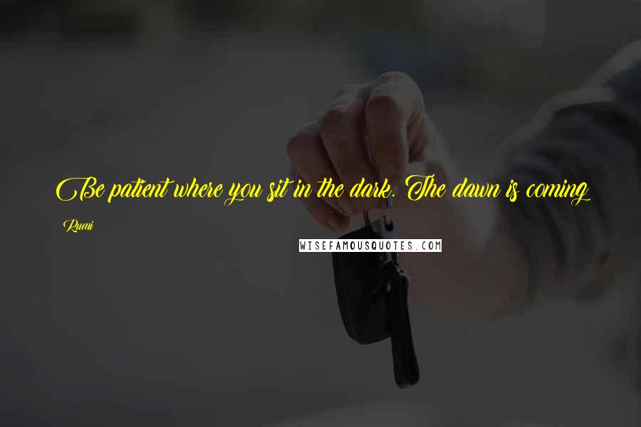 Rumi Quotes: Be patient where you sit in the dark. The dawn is coming