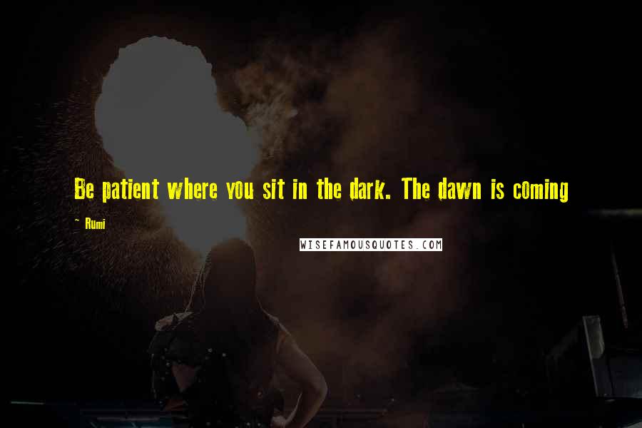 Rumi Quotes: Be patient where you sit in the dark. The dawn is coming