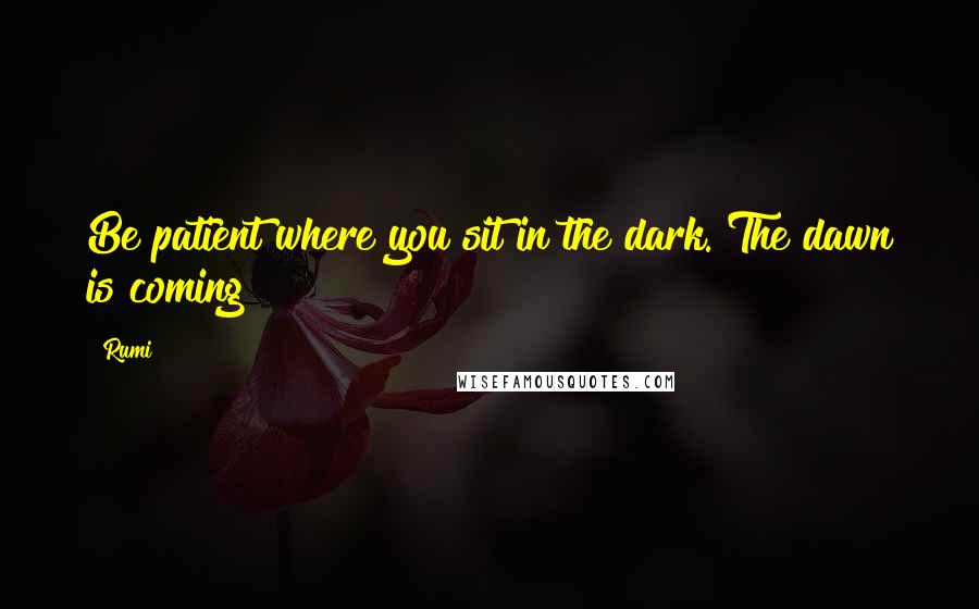 Rumi Quotes: Be patient where you sit in the dark. The dawn is coming