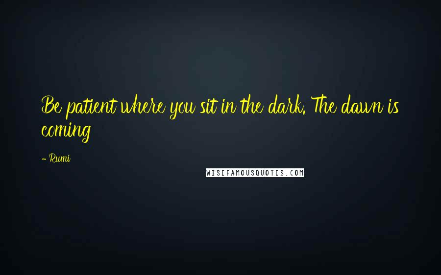 Rumi Quotes: Be patient where you sit in the dark. The dawn is coming