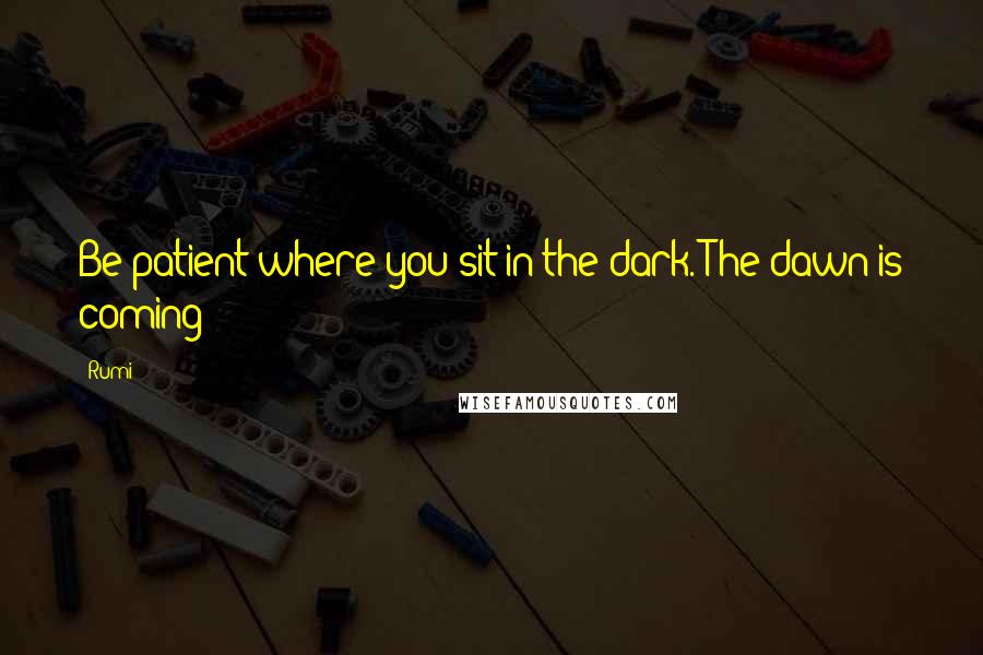 Rumi Quotes: Be patient where you sit in the dark. The dawn is coming