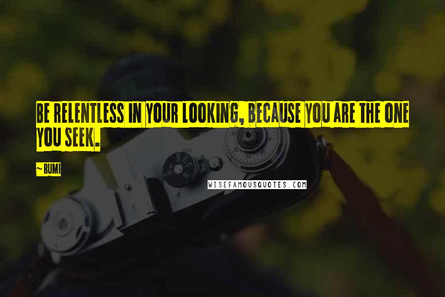 Rumi Quotes: Be relentless in your looking, because you are the one you seek.