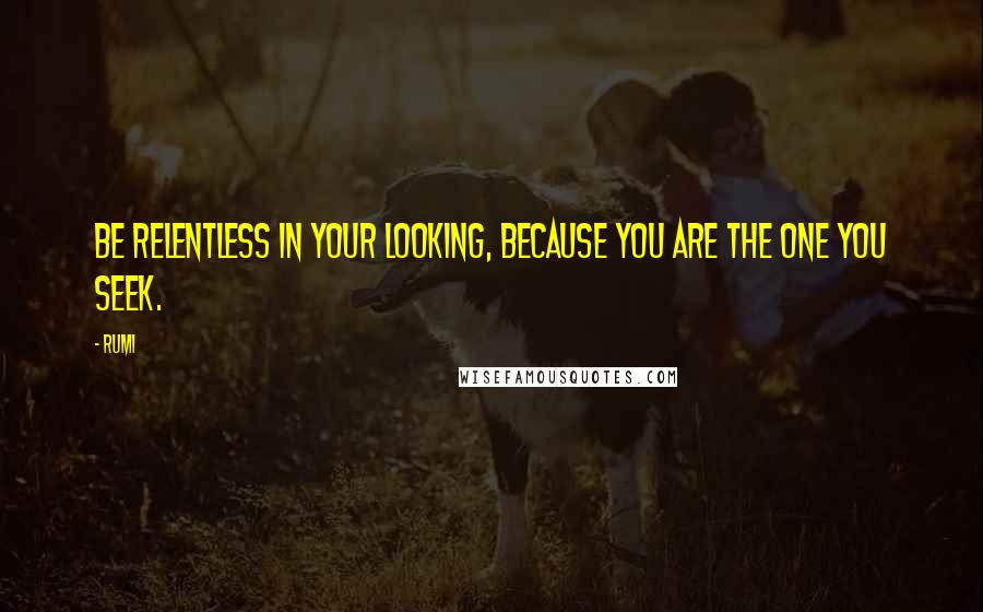 Rumi Quotes: Be relentless in your looking, because you are the one you seek.