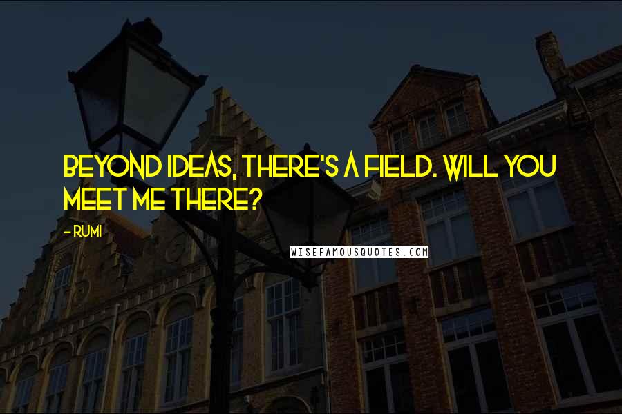 Rumi Quotes: Beyond ideas, there's a field. Will you meet me there?