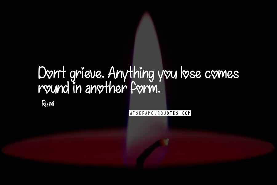 Rumi Quotes: Don't grieve. Anything you lose comes round in another form.