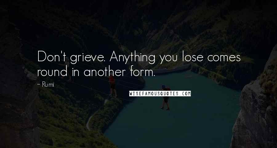 Rumi Quotes: Don't grieve. Anything you lose comes round in another form.