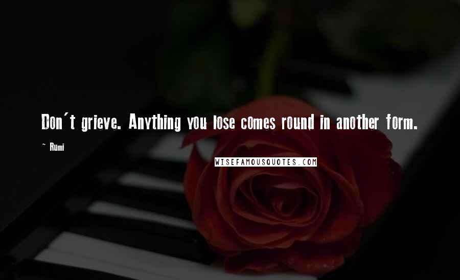 Rumi Quotes: Don't grieve. Anything you lose comes round in another form.