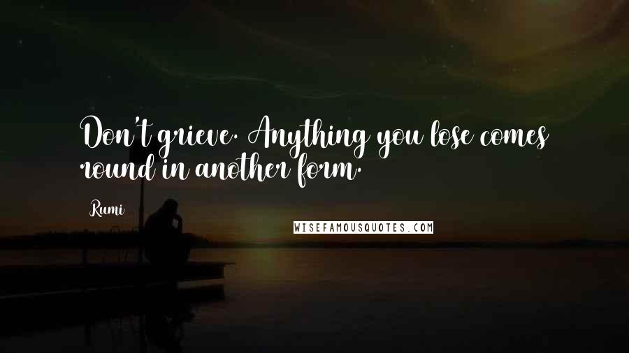 Rumi Quotes: Don't grieve. Anything you lose comes round in another form.