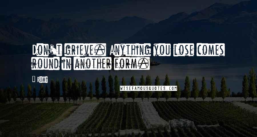 Rumi Quotes: Don't grieve. Anything you lose comes round in another form.