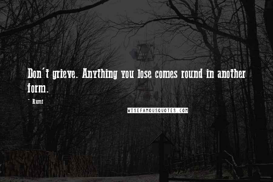 Rumi Quotes: Don't grieve. Anything you lose comes round in another form.