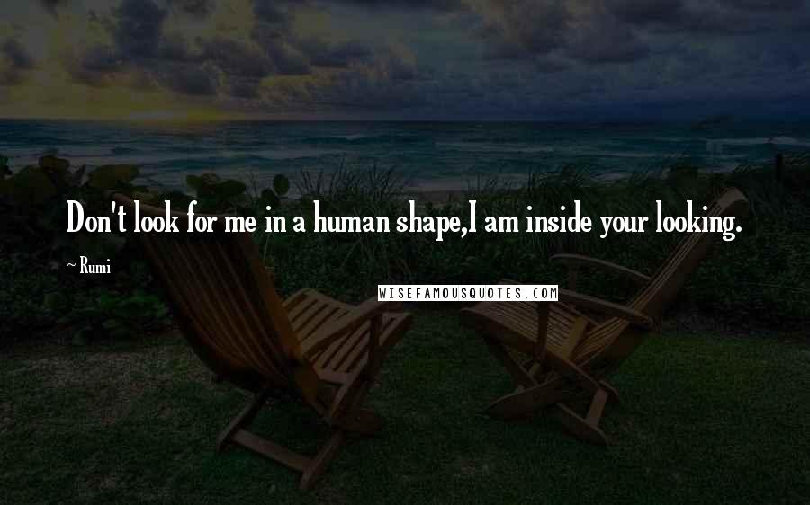 Rumi Quotes: Don't look for me in a human shape,I am inside your looking.