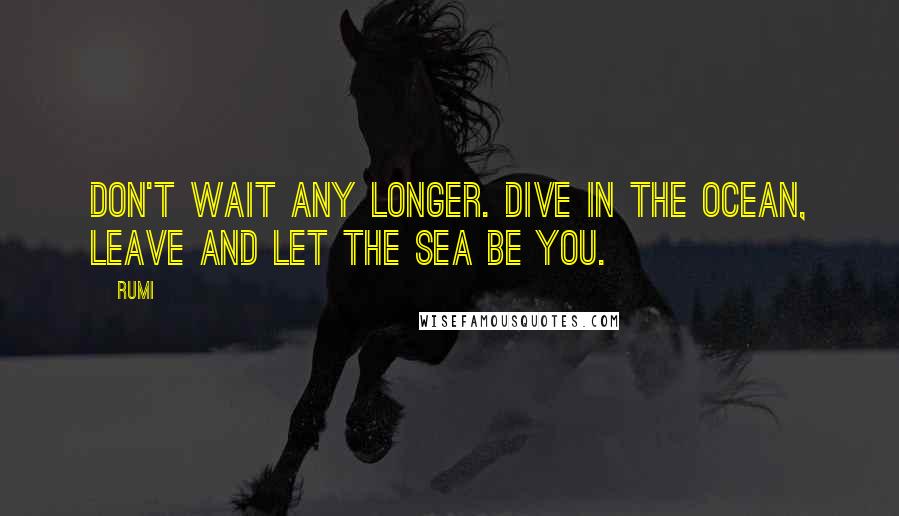 Rumi Quotes: Don't wait any longer. Dive in the ocean, Leave and let the sea be you.