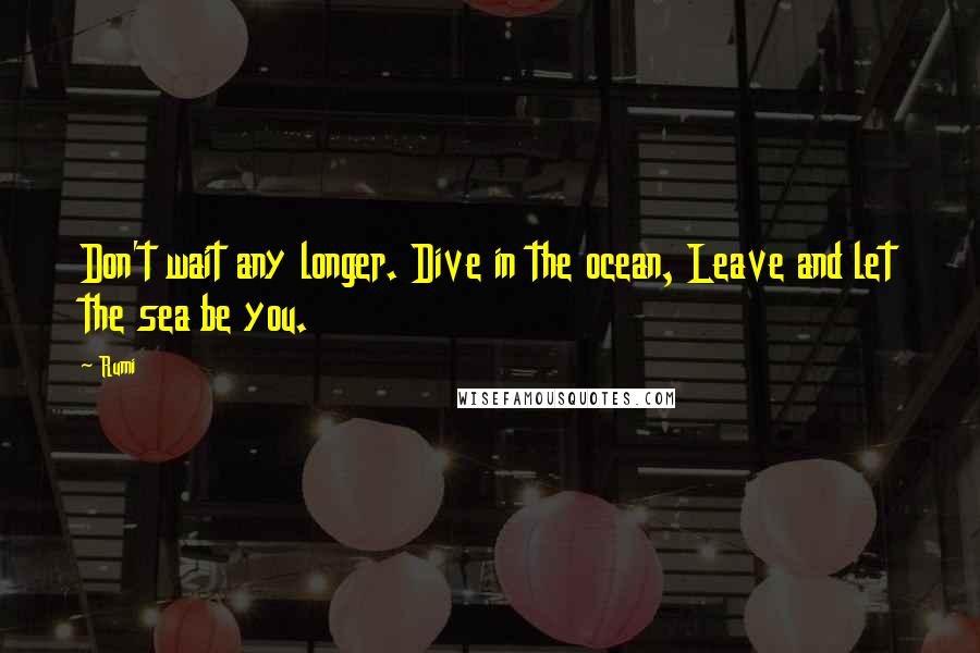 Rumi Quotes: Don't wait any longer. Dive in the ocean, Leave and let the sea be you.