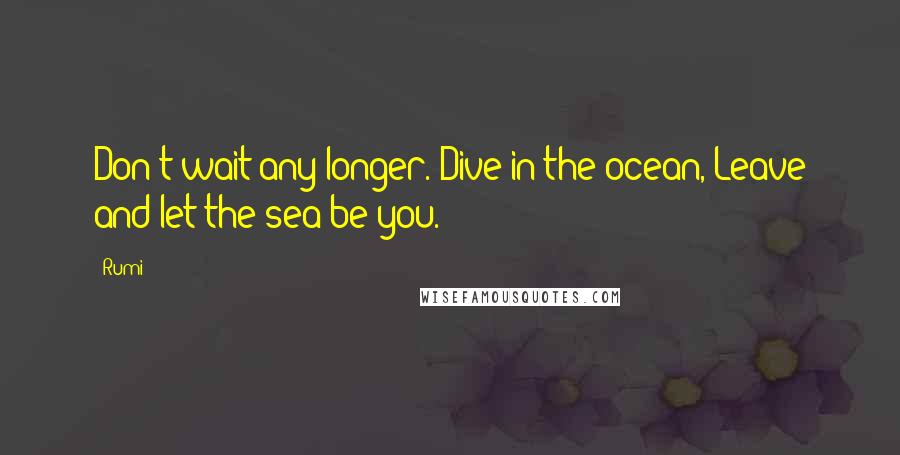 Rumi Quotes: Don't wait any longer. Dive in the ocean, Leave and let the sea be you.