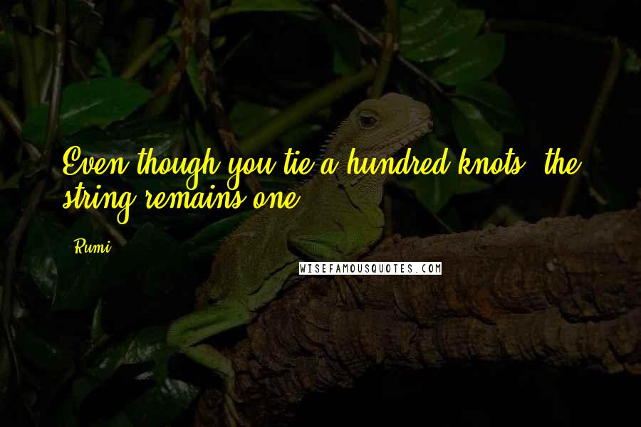 Rumi Quotes: Even though you tie a hundred knots, the string remains one.