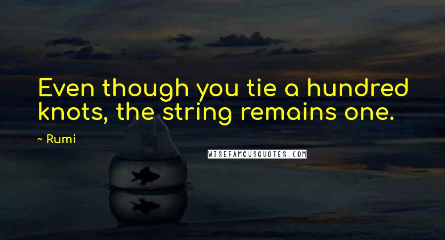 Rumi Quotes: Even though you tie a hundred knots, the string remains one.