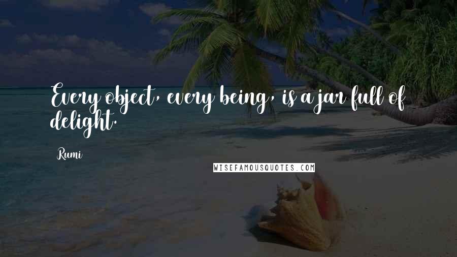 Rumi Quotes: Every object, every being, is a jar full of delight.