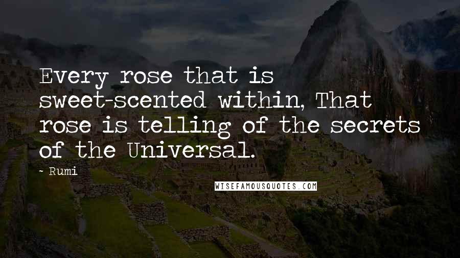 Rumi Quotes: Every rose that is sweet-scented within, That rose is telling of the secrets of the Universal.