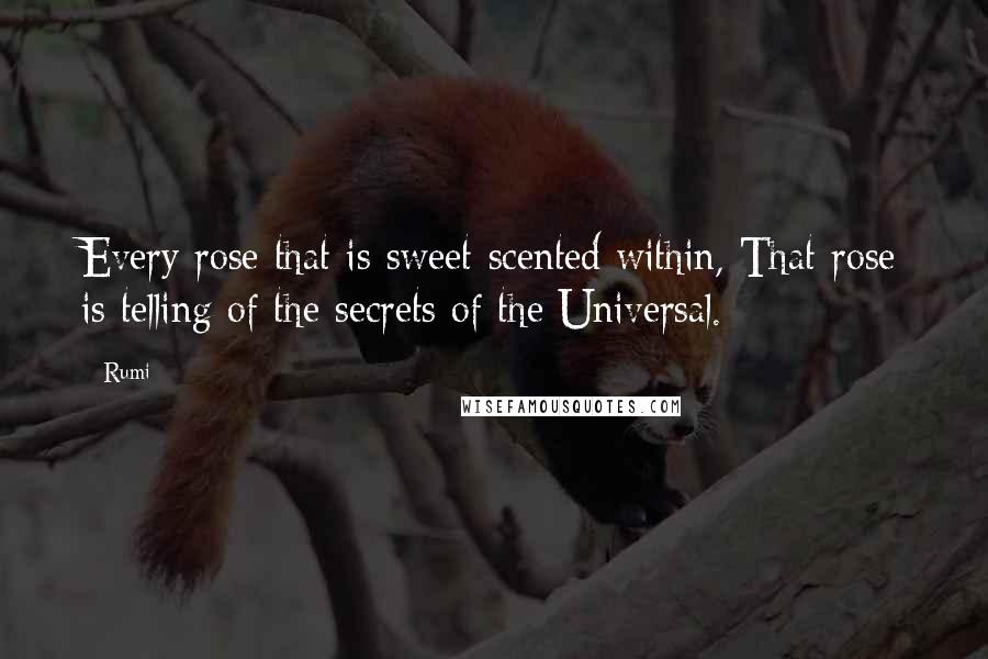 Rumi Quotes: Every rose that is sweet-scented within, That rose is telling of the secrets of the Universal.