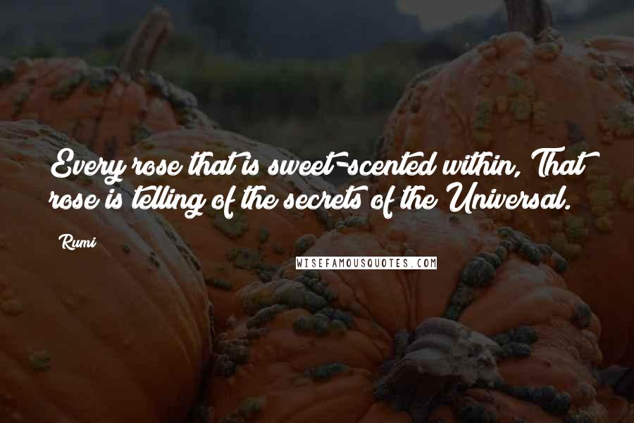 Rumi Quotes: Every rose that is sweet-scented within, That rose is telling of the secrets of the Universal.